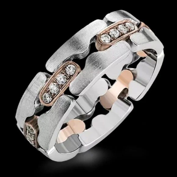 New Unisex Two Tone Diamond Ring - Picture 4 of 5